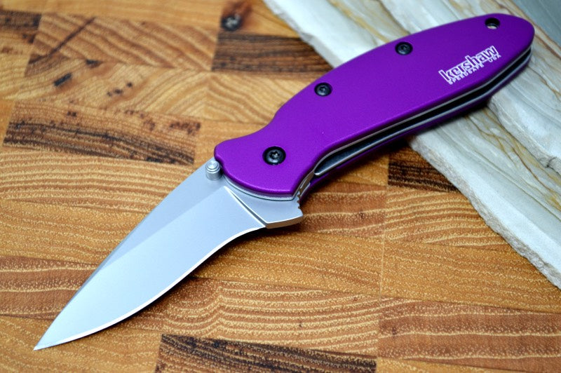 Kershaw 1620PUR Scallion Flipper - Satin Blade / Purple Aluminum Handle