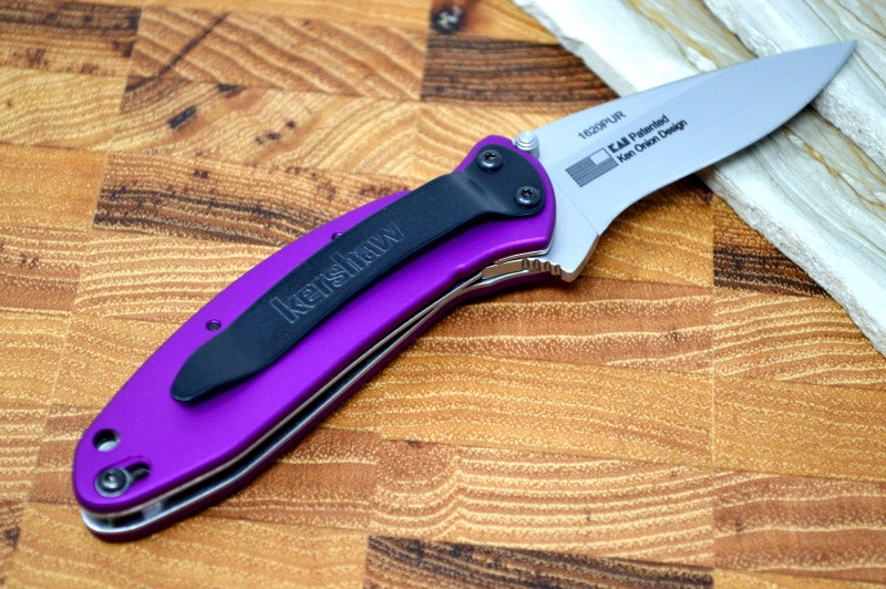 Kershaw Purple Scallion Pocket Knife, 2.25” Stainless Steel  Blade with Assisted Opening, Aluminum Handle with Single-Position  Pocketclip, Small Folding Knife : Tools & Home Improvement