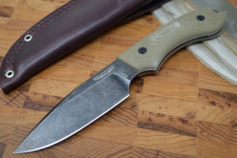 Bradford Knives Guardian 4 - 3D OD Green Micarta Handle / M390 Blade / False Edge Grind / Nimbus Finish 4FE-102N - Northwest Knives