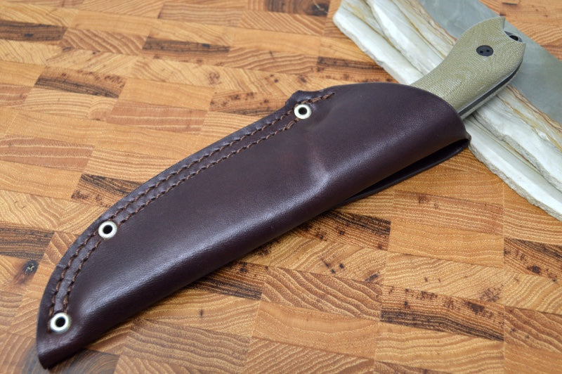 Bradford Knives Guardian 4 - 3D OD Green Micarta Handle / M390 Blade / False Edge Grind / Nimbus Finish 4FE-102N