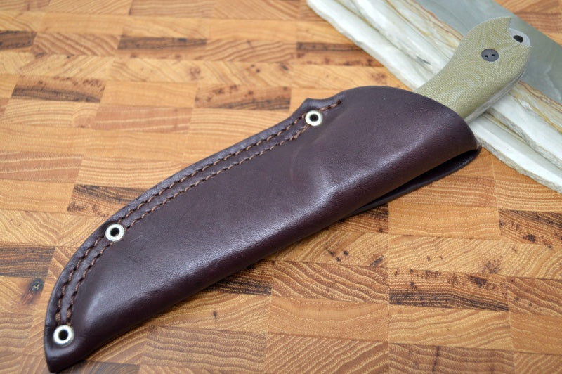 Bradford Knives Guardian 4 - 3D OD Green Micarta Handle / M390 Blade / False Edge Grind / Stonewash Finish 4FE-102