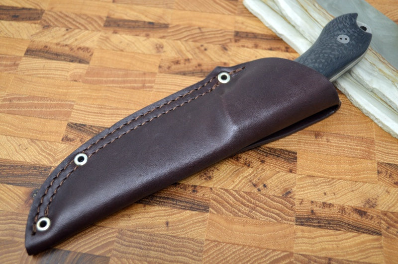 Bradford Knives Guardian 4 - 3D Black Carbon Fiber Handle / M390 Blade / False Edge Grind / Stonewash Finish 4FE-116