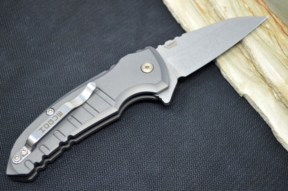 Hogue Knives X1 Microflip - Matte Grey Aluminum Handle / 154CM Blade / Tumbled Wharncliffe Blade 24162