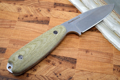 Bradford Knives Guardian 3.5 - 3D OD Green Micarta Handle / Stonewash M390 Blade / Sabre Grind 3.5S-102
