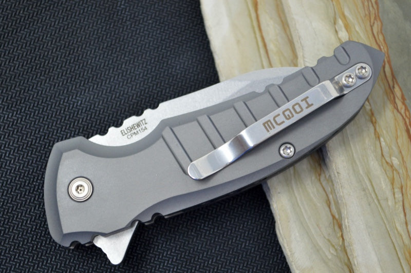 Hogue Knives X1 Microflip - Matte Grey Aluminum Handle / CPM-154 Blade / Tumbled Wharncliffe Blade 24162