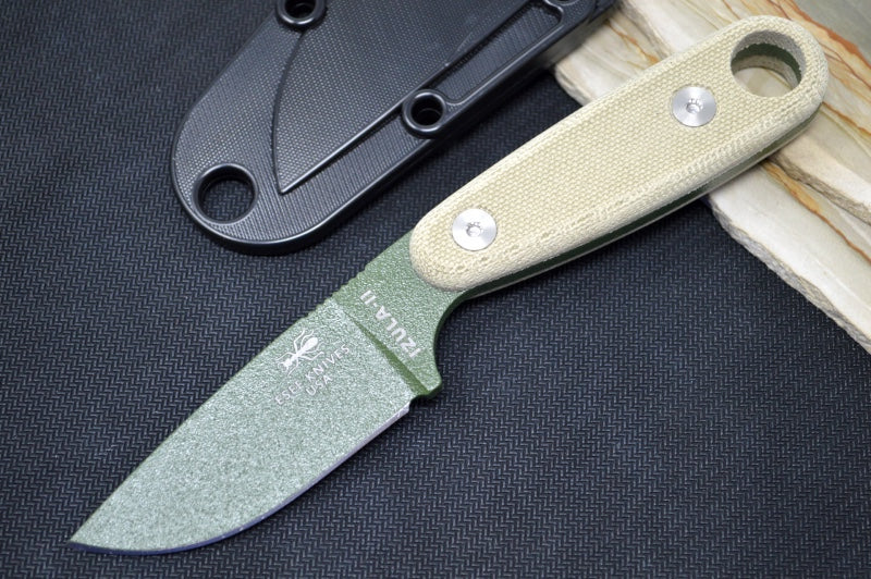 Esee Knives Izula II - Canvas Micarta Handle / 1095 Steel / OD Green Textured Powdered Blade IZULA-II-OD