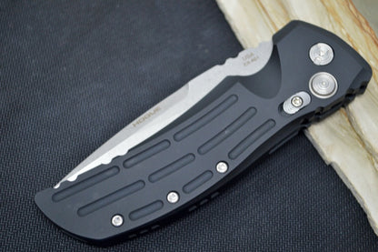 Hogue Knives EX A01 Auto - Matte Black Aluminum Handle / 154CM Steel / 4" Drop Point Blade in Tumbled Finish 34116