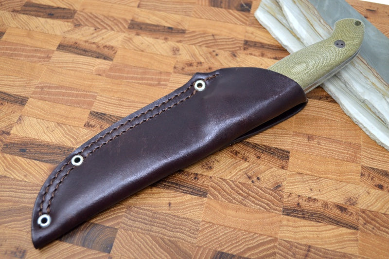 Bradford Knives Guardian 4.5 - 3D Natural Micarta Handle / Stonewash CPM-3V Blade / Sabre Grind 4.5S-102