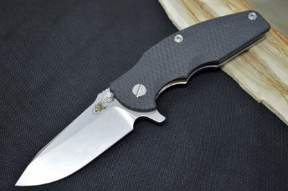 Rick Hinderer Knives Jurassic - Tri-Way Pivot - Stonewash Finish / Spearpoint Blade / Black G-10 Handle