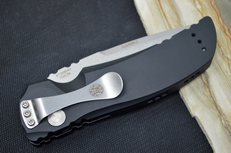 Hogue Knives EX A01 Auto - Matte Black Aluminum Handle / 154CM Steel / 4" Drop Point Blade in Tumbled Finish 34116