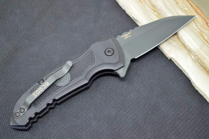 Hogue Knives X1 Microflip Sig Sauer Edition- Solid Black G10 Handle / CPM-154 Blade / Grey Wharncliffe Blade / SIG Medallion 16162