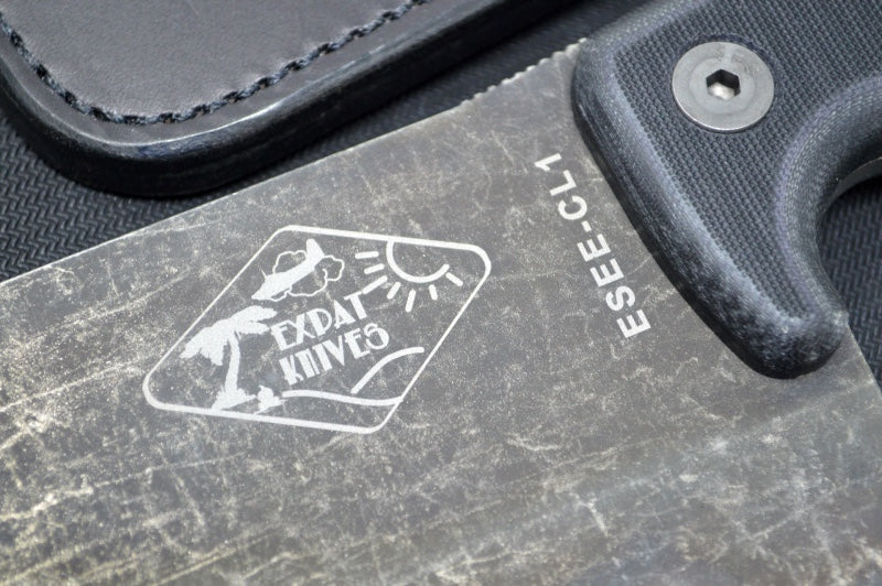 Esee Knives Expat Cleaver - Black Textured G-10 Handle / 1095 Steel / Stonewashed Black Oxide Finished Blade ESEE-CL1 - Northwest Knives