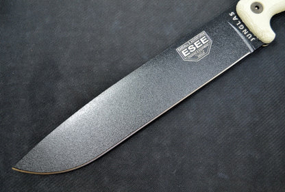 Esee Knives Junglas - Canvas Micarta Handle Scales / 1095 Steel / Black Textured Powder Coating Finish JUNGLAS-E