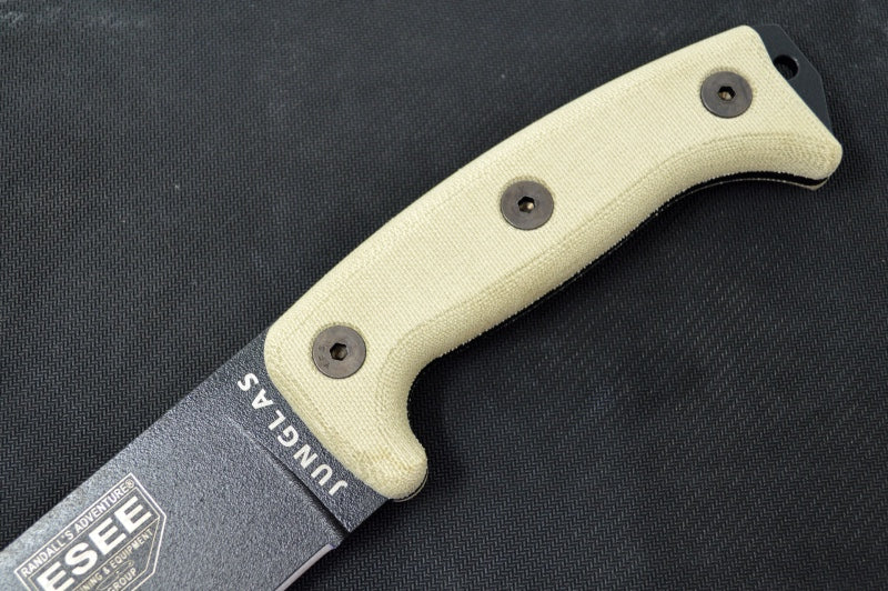 Esee Knives Junglas - Canvas Micarta Handle Scales / 1095 Steel / Black Textured Powder Coating Finish JUNGLAS-E