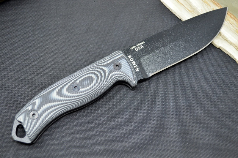 Esee Knives Model 5 - 3D Black & Gray G10 Handle / 1095 Steel / Black Textured Powdered Blade 5PB-002