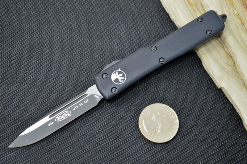 Microtech UTX-70 Tactical OTF - Black Handle / Single Edge / Black Blade 148-1T