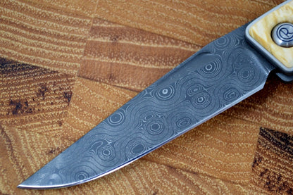 Chris Reeve Knives Mnandi Gentleman's Knife - Box Elder Wood Inlay w/ Chad Nichols Raindrop Damascus (A3)