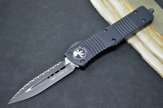 Microtech Combat Troodon Tactical OTF - Black Blade / Full Serrated Dagger / Black Handle 142-3T