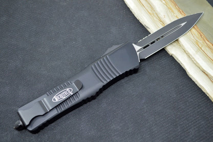 Microtech Combat Troodon Tactical OTF - Black Blade / Full Serrated Dagger / Black Handle 142-3T