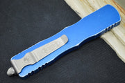Microtech Dirac Delta OTF - Dagger Blade / Apocalyptic Finish / Distressed Blue Handle 227-10DBL - Northwest Knives