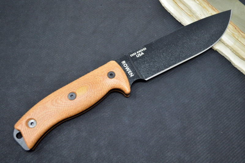 Esee Knives Model 6 - Natural Canvas Micarta Handle / 1095 Steel / Black Textured Powdered Blade 6PB-011 - Northwest Knives