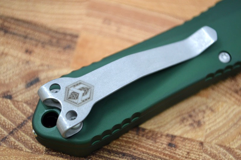 Heretic Knives Manticore E OTF - Battleworn Tanto Blade / OD Green Handle - Northwest Knives