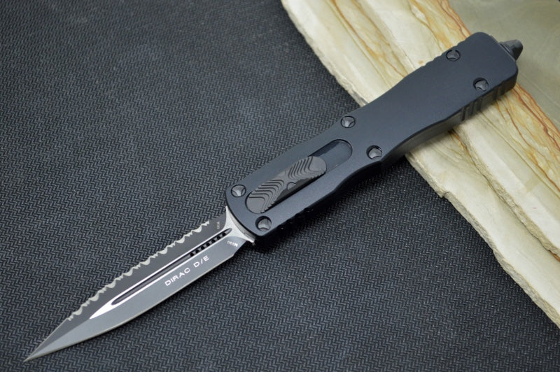 Microtech Dirac Tactical OTF - Full Serrated Double Edge / Black Blade / Black Handle 225-3T - Northwest Knives