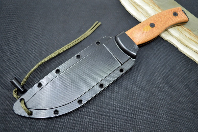 Esee Knives Model 6 - Natural Canvas Micarta Handle / 1095 Steel / Black Textured Powdered Blade 6PB-011