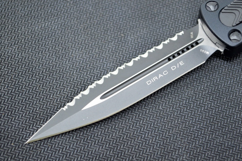 Microtech Dirac Tactical OTF - Full Serrated Double Edge / Black Blade / Black Handle 225-3T - Northwest Knives