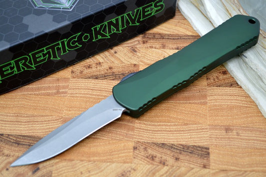 Heretic Knives Manticore E OTF - Battleworn Recurve Blade / OD Green Handle