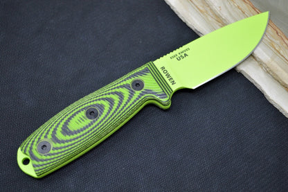 Esee Knives Model 3 - 3D Neon Green & Black G-10 Handle / 1095 Steel / Venom Green Textured Powdered Blade 3PMVG-007