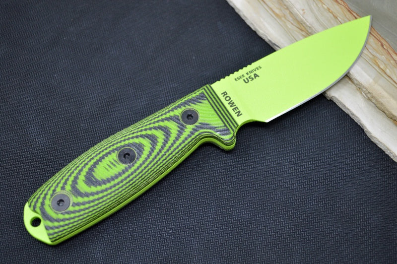 Esee Knives Model 3 - 3D Neon Green & Black G-10 Handle / 1095 Steel / Venom Green Textured Powdered Blade 3PMVG-007 - Northwest Knives