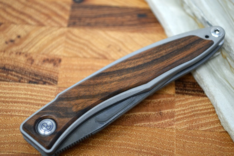 Chris Reeve Knives Mnandi Gentleman's Knife - Macassar Wood Inlay w/ Chad Nichols Raindrop Damascus (A2)