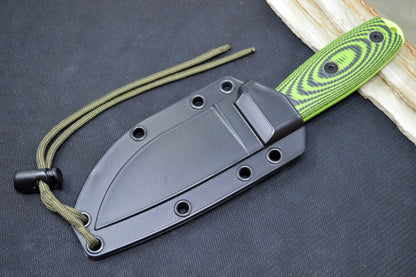 Esee Knives Model 3 - 3D Neon Green & Black G-10 Handle / 1095 Steel / Venom Green Textured Powdered Blade 3PMVG-007