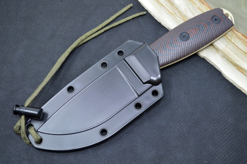 Esee Knives Model 3 - Blood & Black G10 Handle / 1095 Steel / Desert Tan Textured Powdered Blade 3PMDT-004