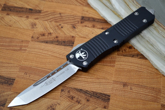 Microtech Troodon OTF - Tanto Style / Stonewash Blade / Black Handle - 140-10