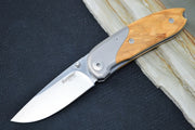 Lionsteel Mini Folder w/ Clip - Olive Wood Handle / D2 Steel / Drop Point Blade - 8200UL - Northwest Knives