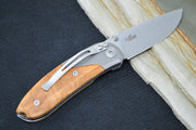 Lionsteel Mini Folder w/ Clip - Olive Wood Handle / D2 Steel / Drop Point Blade - 8200UL - Northwest Knives