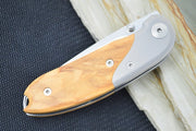 Lionsteel Mini Folder w/ Clip - Olive Wood Handle / D2 Steel / Drop Point Blade - 8200UL - Northwest Knives