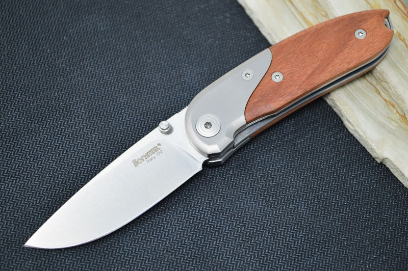 Lionsteel Mini Folder w/ Clip - Santos Wood Handle / D2 Steel / Drop Point Blade - 8200ST - Northwest Knives