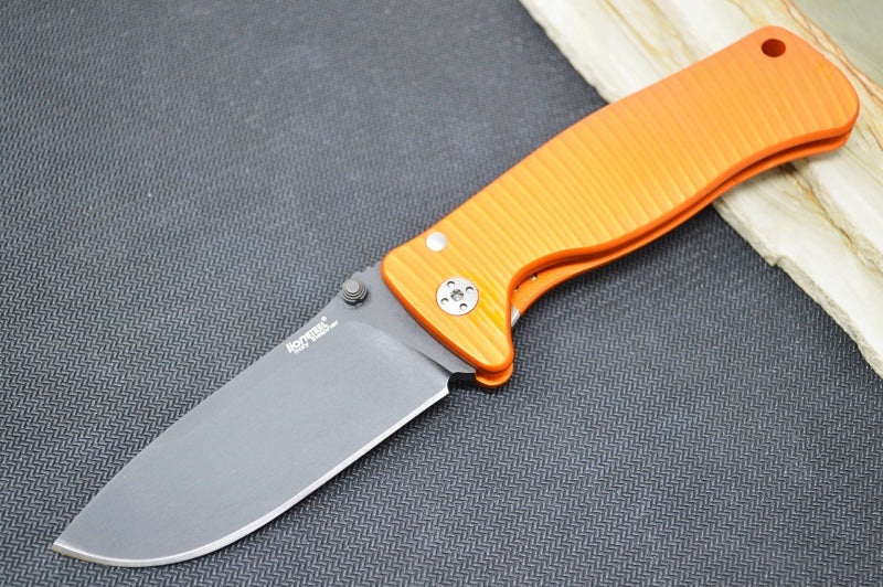 Lionsteel SR2A-OB - Orange Aluminum Handle / Sleipner Steel / Black Drop Point Blade SR2A-OB