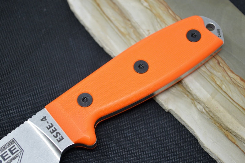 Esee Knives Model 4 - 3D Orange G-10 Handle / CPM-S35VN Steel / Stonewashed Finish 4P35V-OR