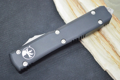 Microtech Ultratech OTF - Tanto Blade with Full Serrate / Satin Finish / Black Aluminum Handle 123-6