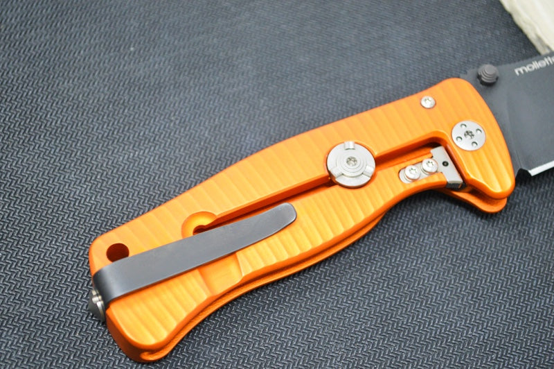 Lionsteel SR2A-OB - Orange Aluminum Handle / Sleipner Steel / Black Drop Point Blade SR2A-OB