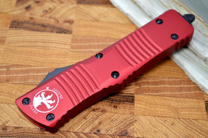 Microtech Combat Troodon OTF - Black Blade / Red Handle / Partial Serrated Dagger 142-2RD