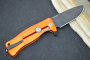 Lionsteel SR-11 Aluminum Integral Flipper - Orange Aluminum Handle / Sleipner Steel / Black Drop Point Blade SR11A-OB - Northwest Knives