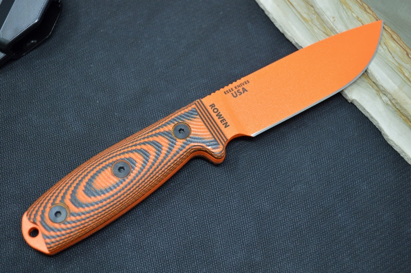 Esee Knives Model 4 - 3D Orange & Black G-10 Handle / 1095 Steel / Orange Textured Powdered Coated Blade 4POR-006