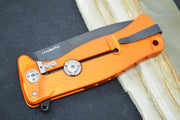 Lionsteel SR-11 Aluminum Integral Flipper - Orange Aluminum Handle / Sleipner Steel / Black Drop Point Blade SR11A-OB - Northwest Knives