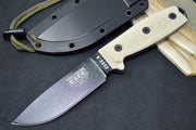 Esee Knives Model 4 - 3D Green Canvas Micarta Handle / 1095 Steel / Black Textured Powdered Coated Blade 4PB-017 - Northwest Knives