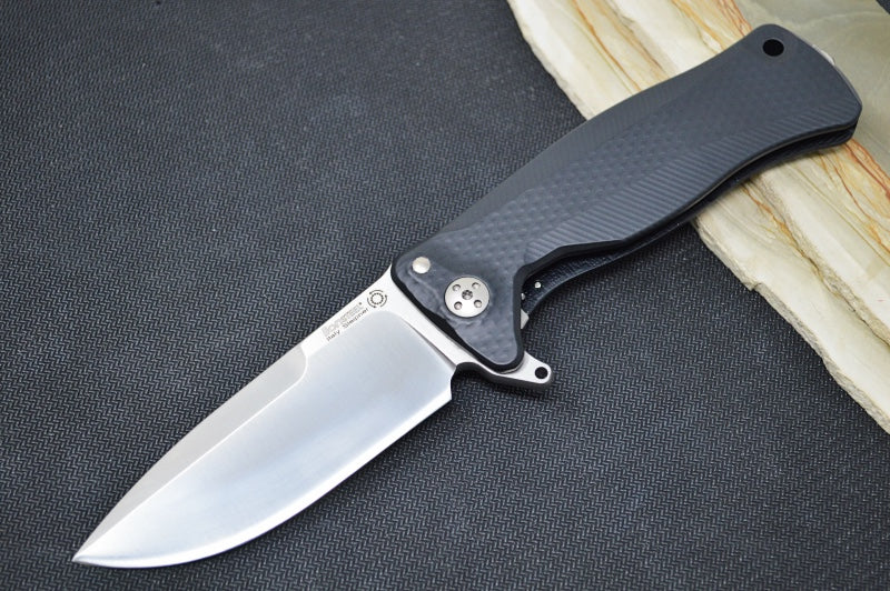 Lionsteel SR-11 Integral Flipper - Black Aluminum Handle / Sleipner Steel / Drop Point Blade SR11A-BS - Northwest Knives